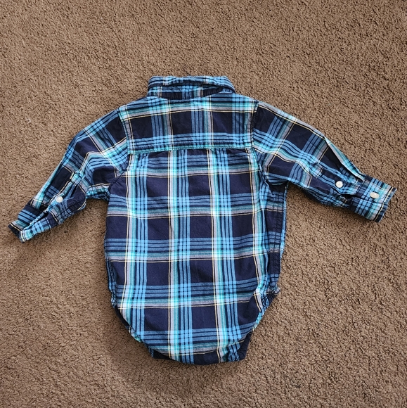 Blue Plaid Button-Down Onesie, Kid's 6M - Picture 5 of 6